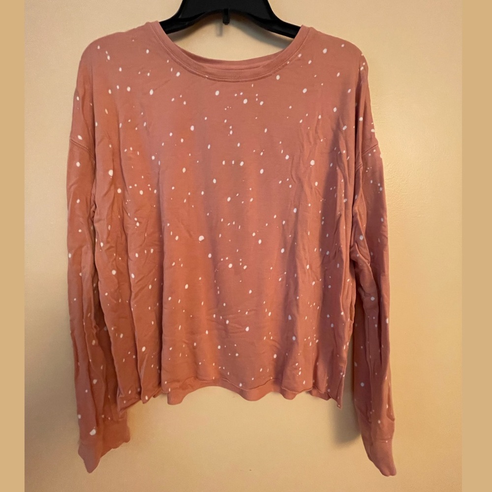 Salmon polka dot long sleeve tee
